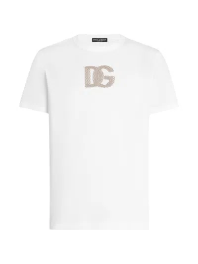 Dolce & Gabbana Cotton T-shirt With Patch Logo On The Front In White