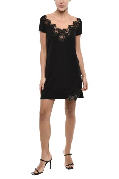 Dsquared2 Women Black Lace V Neck Mini Dress In Black