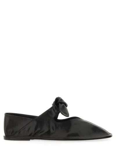 Hereu Women Black Leather Ballet Flats In Black