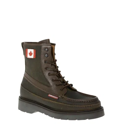 Dsquared2 Men Brown Logo Boots In Brown