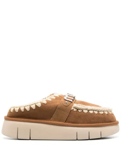Mou 45mm Suede Platform Mules In Nude