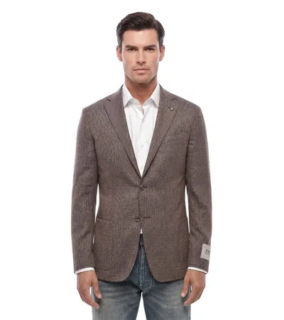 Corneliani Brown Notched Lapel Blazer In Multi
