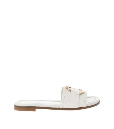 Moncler Bell Leather Slides In White