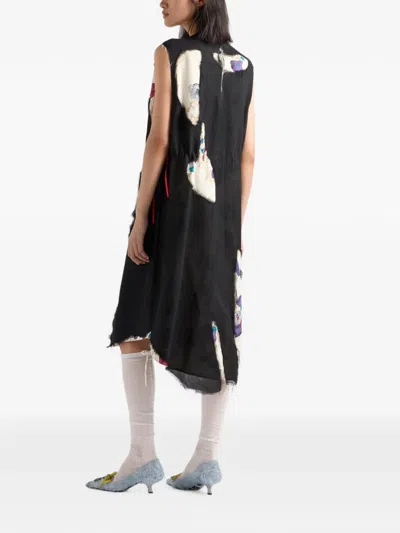 Prada Devore Georgette Dress In Black