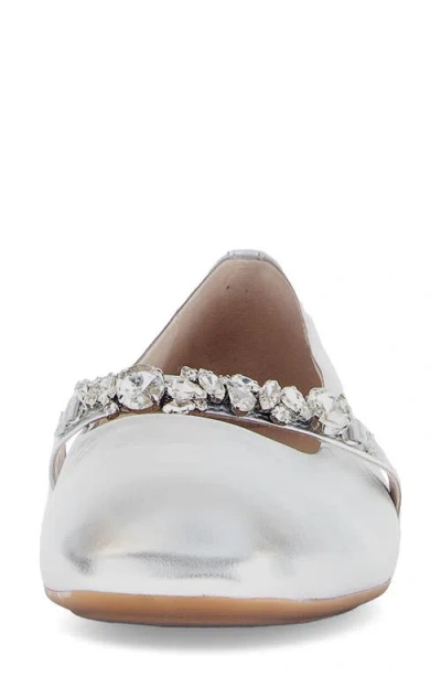 Gabor Crystal Mary Jane Flat In Silver