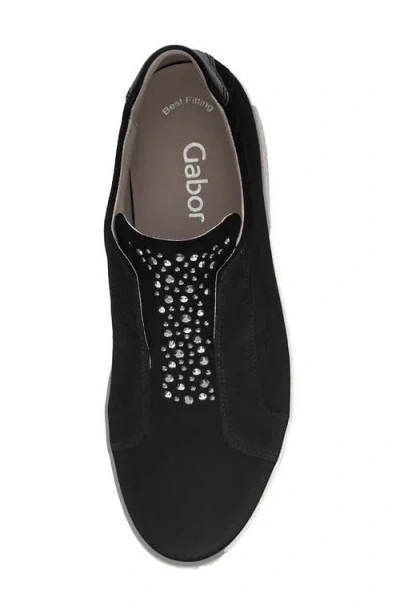 Gabor Crystal Studded Sneaker In Black