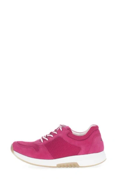 Gabor Mixed Media Sneaker In Pink