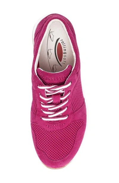 Gabor Mixed Media Sneaker In Pink