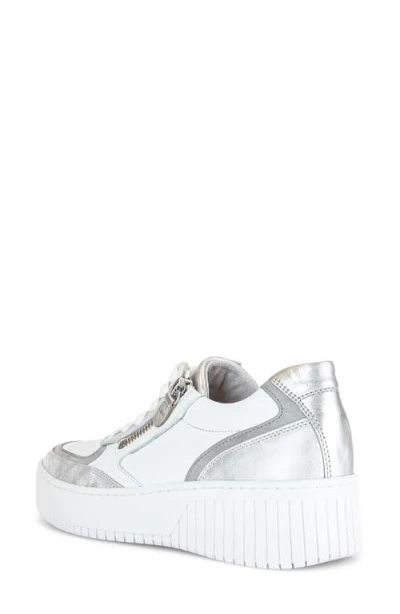 Gabor Lace-up Platform Sneaker In White