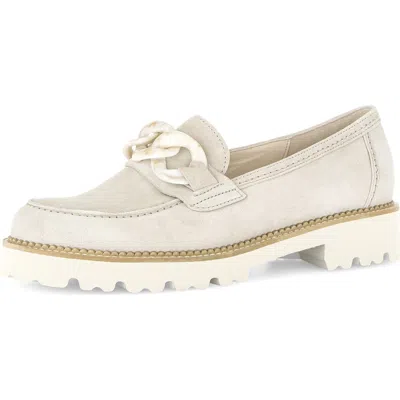 Gabor Chain-link Leather Loafers In Neutral