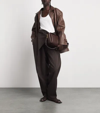 Source Unknown Faux Leather Carrie Jacket In Brown