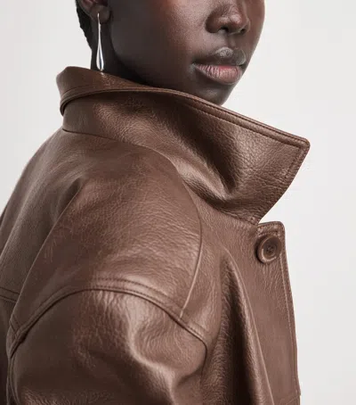Source Unknown Faux Leather Carrie Jacket In Brown