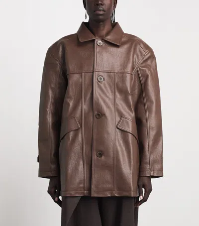 Source Unknown Faux Leather Carrie Jacket In Brown