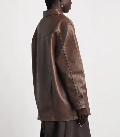 Source Unknown Faux Leather Carrie Jacket In Brown