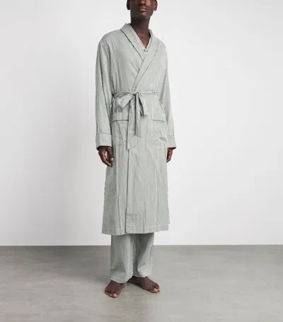 Harrods Cotton Stripe Robe In Gray