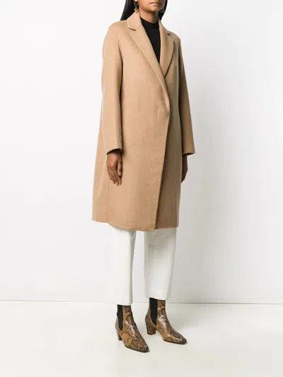 Vince Double Breasted Wool Blend Belted Coat In Neutral