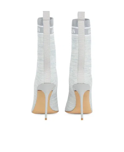 Balmain Skye 95mm Knit Ankle Boots In White