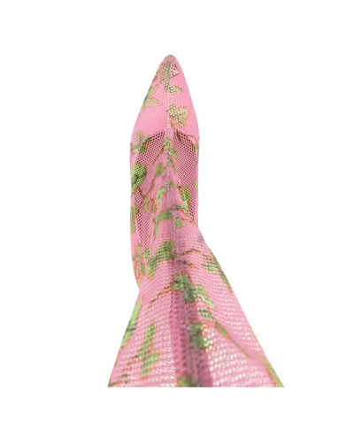 Off-white Crystal Floral Mesh Thigh-high Boots In Pink