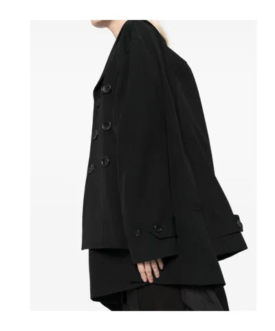 Comme Des Garçons Double-breasted Gabardine Jacket In Black