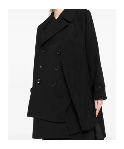 Comme Des Garçons Double-breasted Gabardine Jacket In Black