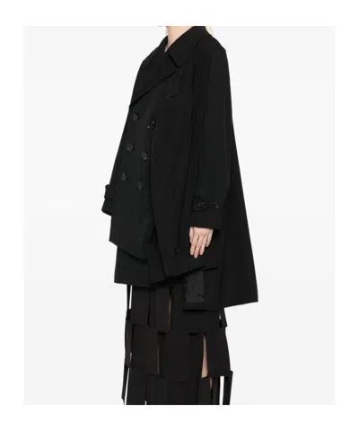 Comme Des Garçons Double-breasted Gabardine Jacket In Black
