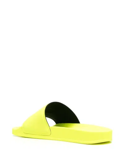 Msgm Logo-print Sliders In Yellow