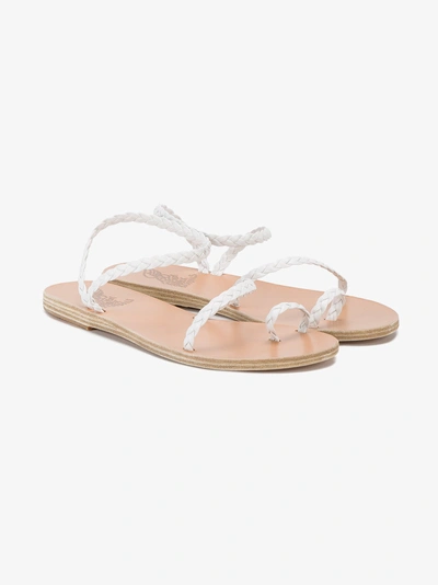 Shop Ancient Greek Sandals Braided Eleftheria Strappy Sandals In White