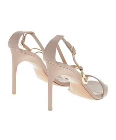 Off-white Pink Leather Ankle Strap Heels In Neutral