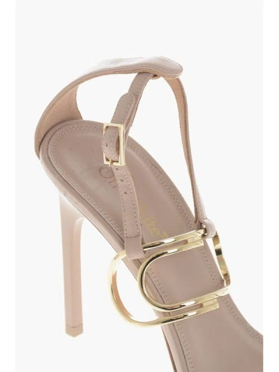 Off-white Pink Leather Ankle Strap Heels In Neutral