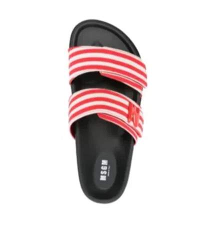 Msgm Striped Canvas Slides In Multi