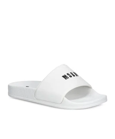Msgm Logo-embossed Slides In White