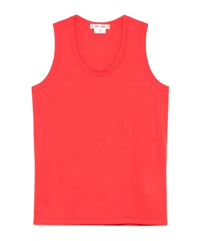 Comme Des Garçons Polyester Smooth Back Logo Tank Top In Red