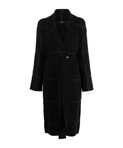 Joseph Single-breasted Belted Coat In Black