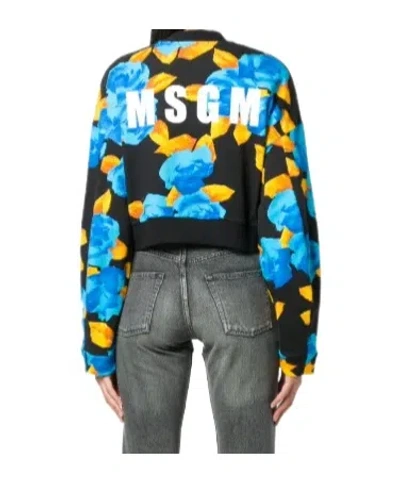 Msgm Cropped Jersey Sweater In Black