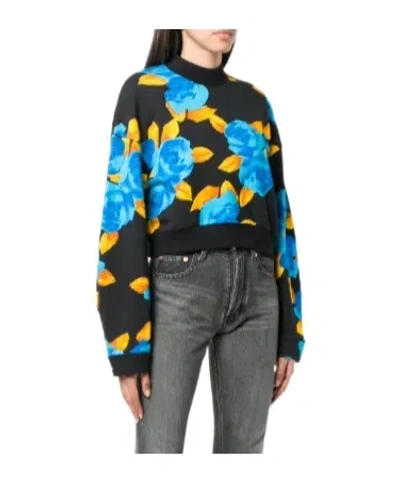 Msgm Cropped Jersey Sweater In Black