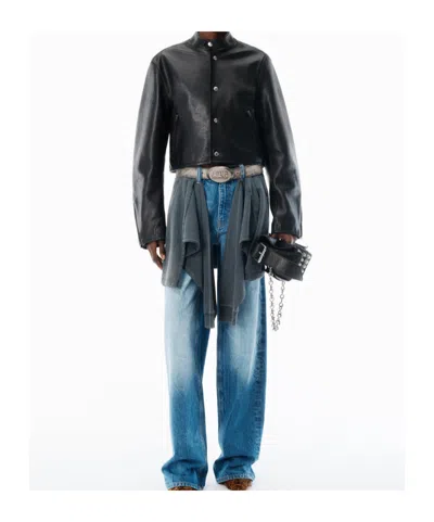 Alexander Wang Buttoned Leather Jacket In Black