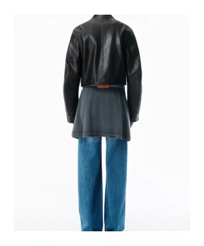 Alexander Wang Buttoned Leather Jacket In Black