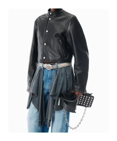 Alexander Wang Buttoned Leather Jacket In Black