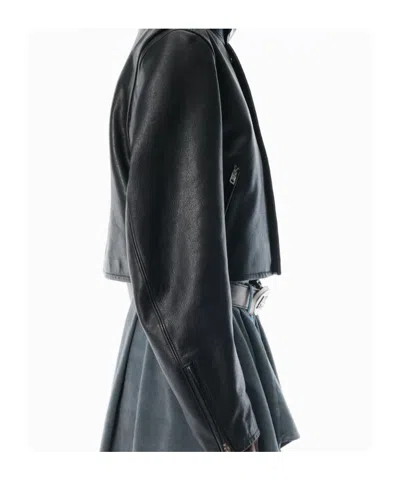 Alexander Wang Buttoned Leather Jacket In Black
