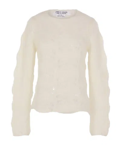Comme Des Garçons Open-work Long-sleeve Sweater In Neutral
