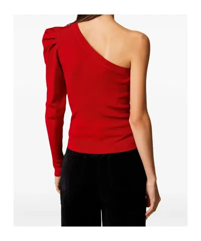 Twinset One-shoulder Draped Top In Red