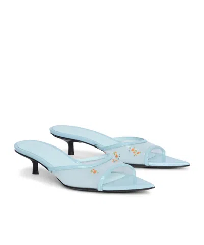 Msgm Floral-print Sandals In Blue