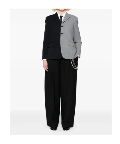 Comme Des Garçons Pinstriped Two-tone Jacket In Multi
