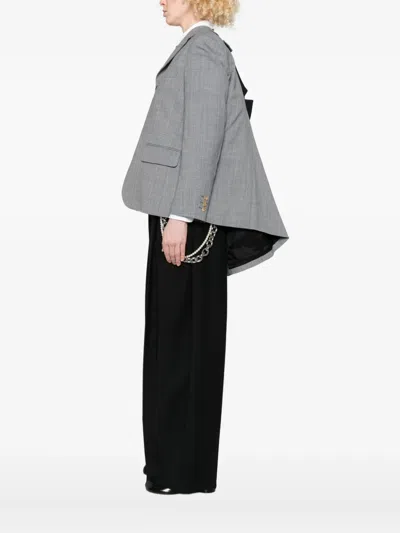 Comme Des Garçons Pinstriped Two-tone Jacket In Multi