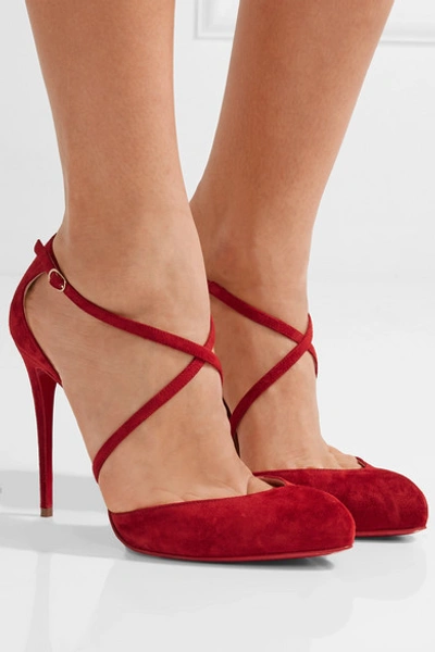 Shop Christian Louboutin Crossbreche 100 Suede Pumps In Red