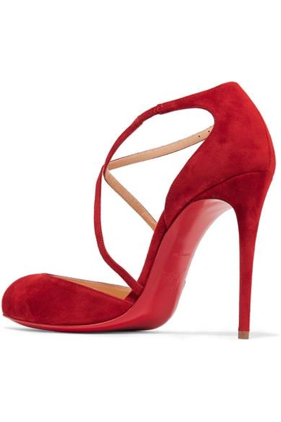 Shop Christian Louboutin Crossbreche 100 Suede Pumps In Red
