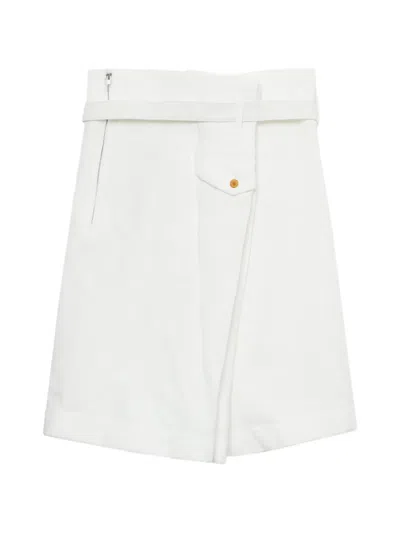 Comme Des Garçons Belt Loop Shorts In White