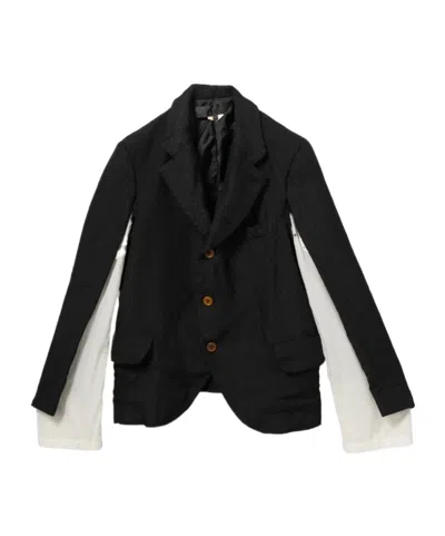 Comme Des Garçons Textured Suit Jacket In Black