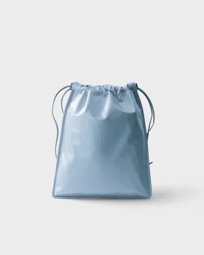 Prada Wish Silk Duchesse Drawstring Pouch Bag In Blue
