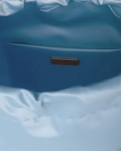 Prada Wish Silk Duchesse Drawstring Pouch Bag In Blue